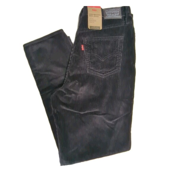 Levi's Corduroy Mom Jeans Women High-Waisted Size 30x30 Black Tapered Leg - Picture 9 of 13